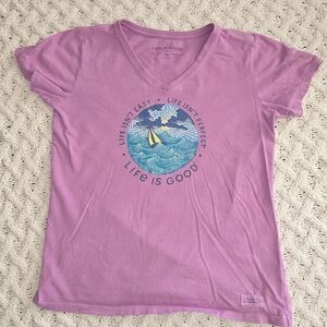 Life Is Good Life Isn’t Easy Perfect Women’s Medium Short Sleeve V-neck Tee